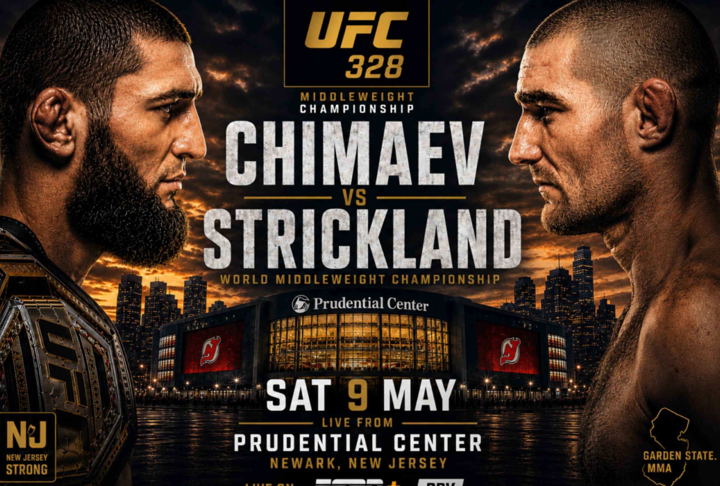 NEWARK, NUEVA JERSEY (ESTADOS UNIDOS), 09/05/2026.- Sigue todos los combates del UFC 328 en vivo y en directo con Khamzat Chimaev vs. Sean Strickland este sábado 9 de mayo desde el Prudential Center de Newark, Nueva Jersey. FOTO DE UFC.COM