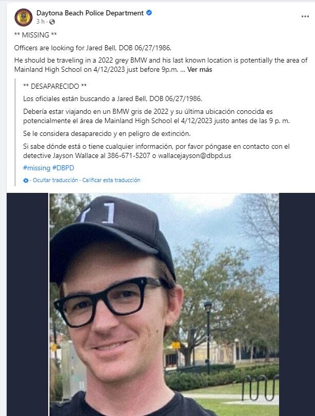 Aviso oficial del Departamento de Policía de Daytona Beach (Foto: Departamento de Policía de Daytona Beach/Facebook)