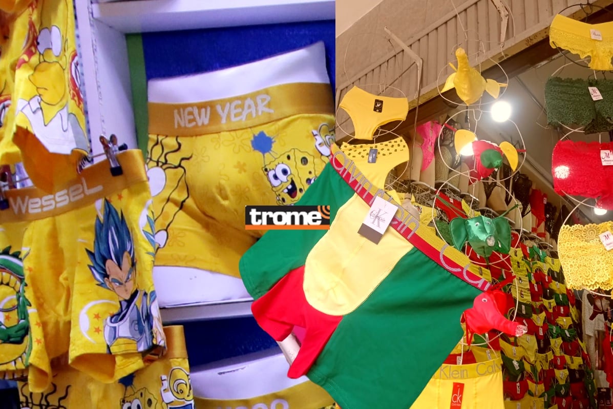 Empezó la oferta de calzones amarillos con ocurrentes frases para recibir el 2024. (Entrevista: Isabel Medina / Foto: Anthony Niño de Guzmán / Trome).