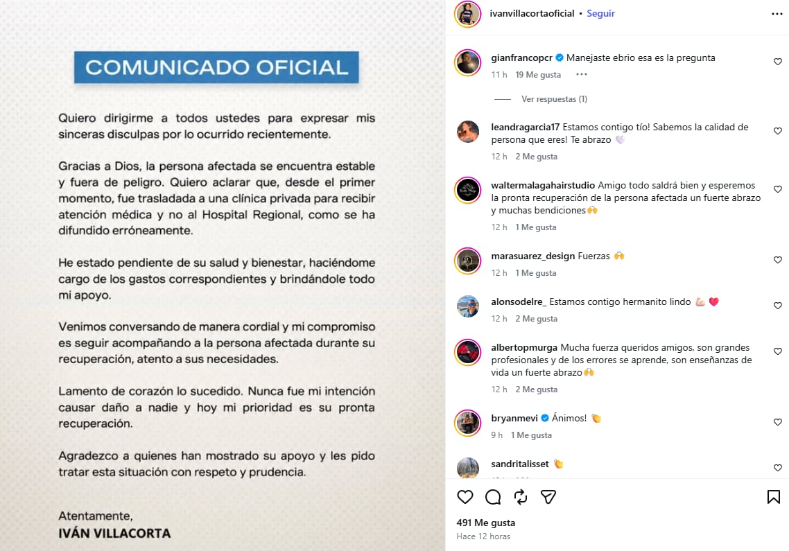 Comunicado del líder de Los Villacorta.