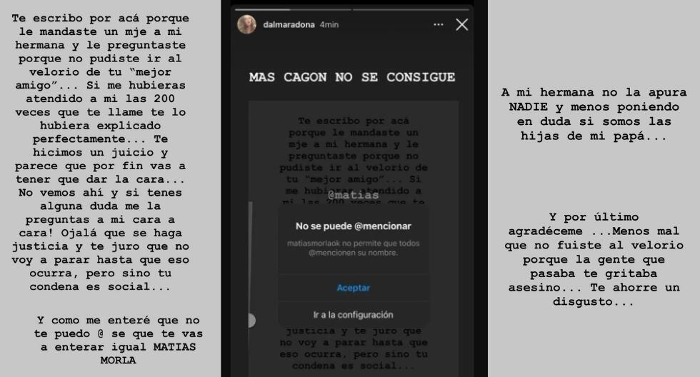 Dalma Maradona descargó su rabia en redes sociales (Instagram)