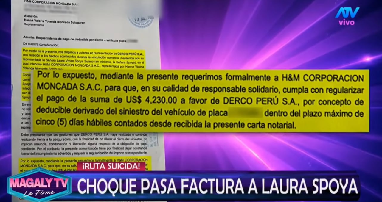 Al no recibir respuesta de Laura Spoya, enviaron carta notarial a la empresa de su exmánager.