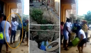 Piura: Pobladores indignados lanzan agua de desagüe al alcalde de Querecotillo por obra paralizada