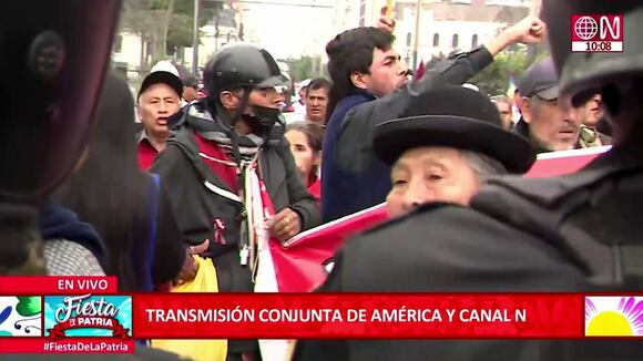 Manifestantes en la avenida Abancay