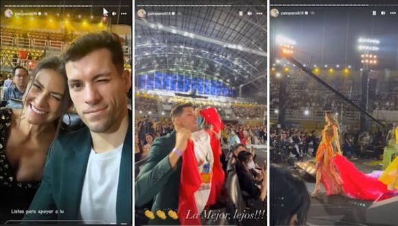 Patricio Parodi y su mamá alentaron a Luciana Fuster en la preliminar del Miss Grand
