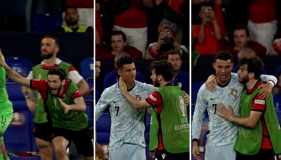La admiración de Kvaratskhelia por Cristiano Ronaldo: detuvo su festejo para consolar al portugués