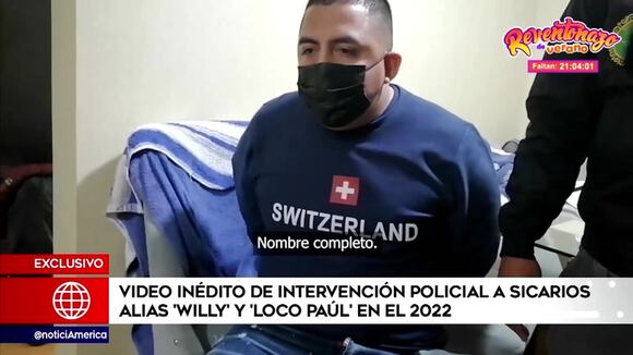 Video inédito de intervención policial a sicarios alias "Willy" y "Loco Paul" en el 2022