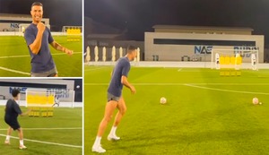 Cristiano Ronaldo retó a su hijo a patear tiros libres: ¿Quién ganó?