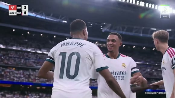 Gol de Kylian Mbappé para el 3-0 del Real Madrid vs. Málaga. (Video: DIRECTV)