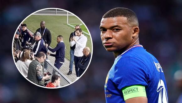 Kylian Mbappé sale al césped a saludar a sus seguidores pero no entrena junto a la selección francesa