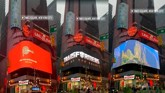 Transformers 7: Machu Picchu presente en el Times Square de Nueva York