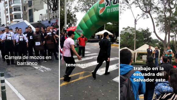 Viral: carrera de mozos en Barranco causa furor en redes sociales