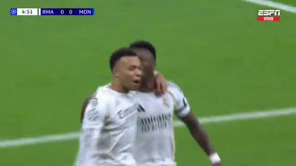 Gol de Mbappé para el 1-0 de Real Madrid vs. Mónaco. (Video: ESPN)