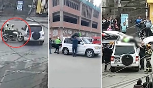 ¡Terrible accidente de tránsito! Policía termina sobre techo de camioneta tras choque