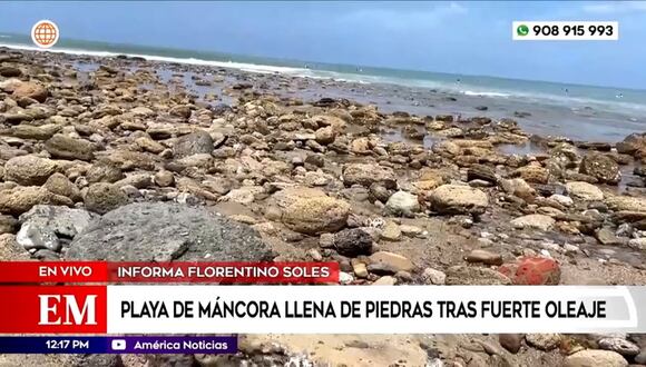 Playa de Máncora llena de piedras