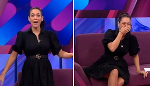 Jazmín Pinedo grita de susto al tropezar con mueble en vivo: “Casi me caigo”