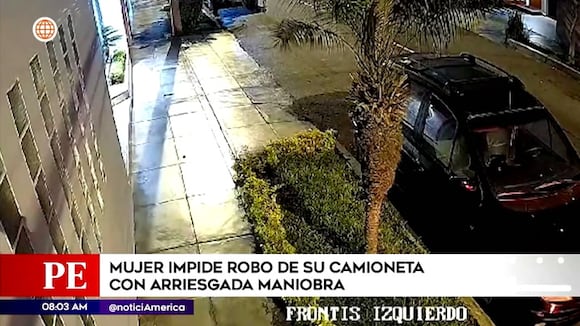 Mujer evita el robo de su camioneta