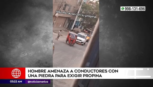 Ate: Hombre amenaza a conductores con una piedra para exigir propina