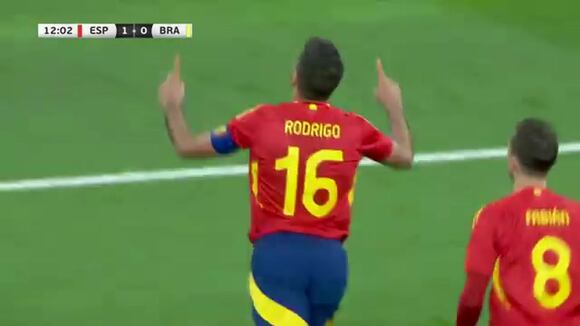 Rodrigo Hernández fue autor del primer gol del amistoso entre España vs. Brasil. (Video: ESPN)