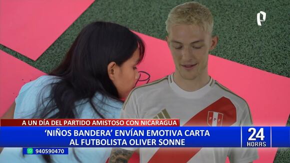 Oliver Sonne recibe emotivo detalle de niños previo a Perú vs Nicaragua. VIDEO: Panamericana