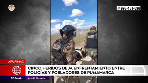 Apurímac: Cinco heridos tras enfrentamiento entre policías y pobladores de Pumamarca