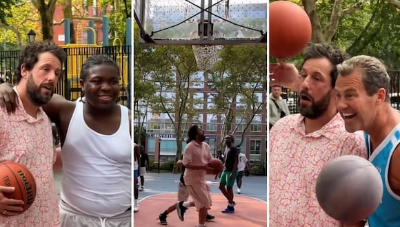 Adam Sandler juega básquetbol en la calle