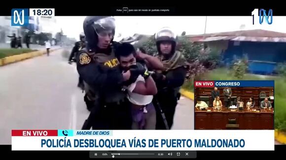 TROME | PNP desbloquea vías bloqueadas en Puerto Maldonado