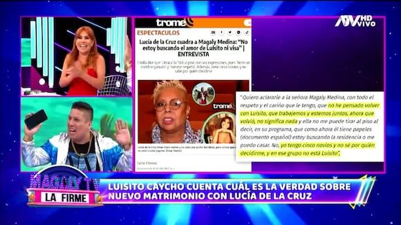 TROME | Luisito Caycho se presentó en el programa "Magaly TV: La Firme" y se refirió a Lucía de la Cruz