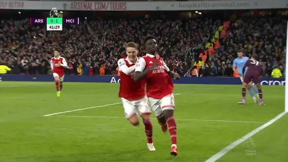 Saka anota el 1-1 de Arsenal vs. Manchester City. (VIDEO: ESPN)
