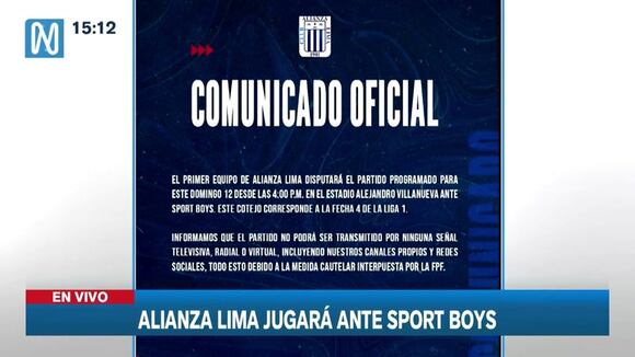 Alianza Lima publicó comunicado sobre su debut en Liga1 (Video: CAnal N)