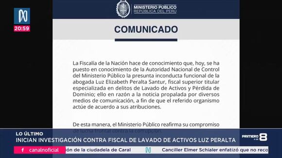 Fiscalía anuncia presunta inconducta funcional de abogada Elizabeth Peralta. Video: Canal N