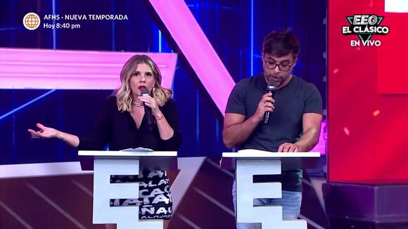 Johanna San Miguel y Renzo hablando sobre las lluvias en Perú