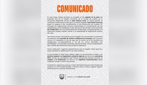 César Vallejo emite contundente comunicado sobre lo sucedido con Paolo Guerrero