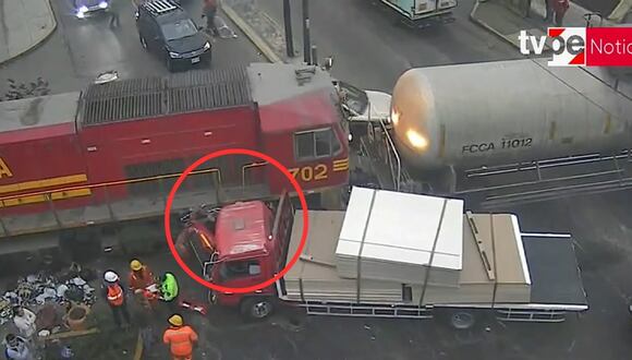 Cercado de Lima: conductor salva de morir tras impacto contra un tren