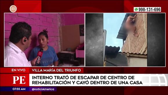 Interno trató de escapar de centro de rehabilitación y cayó dentro de una casa