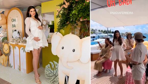 Sin Marc Anthony: Así celebró Nadia Ferreira su baby shower en un yate en Miami