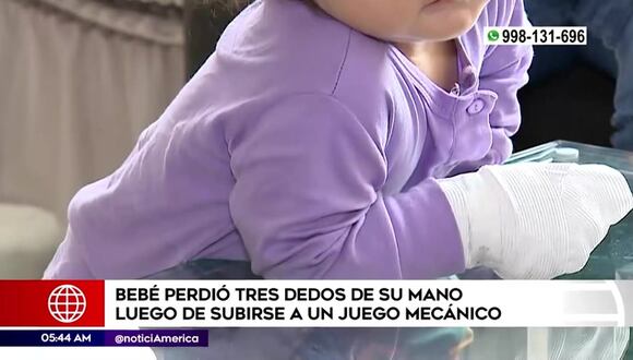 Bebé pierde tres dedos en juego mecánico
