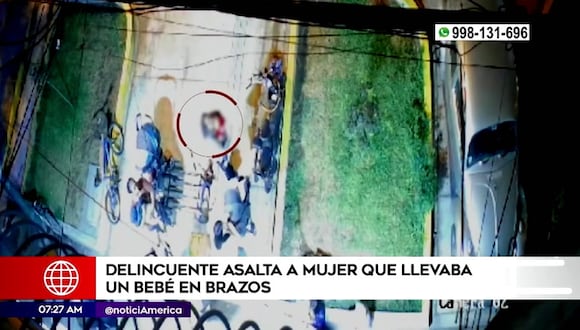 Delincuente asalta a mujer que llevaba a bebé en brazos