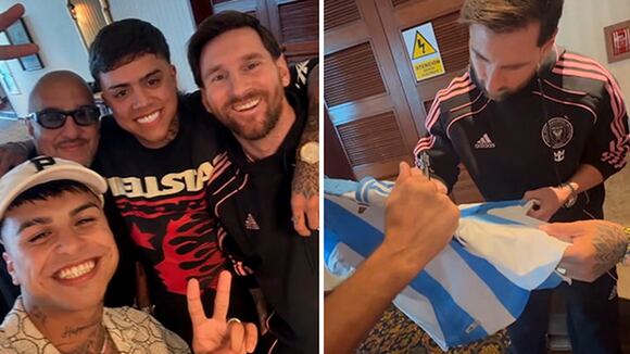Lionel Messi se reunió con un dúo de cumbia en Lima: se tomó fotos y firmó camisetas
