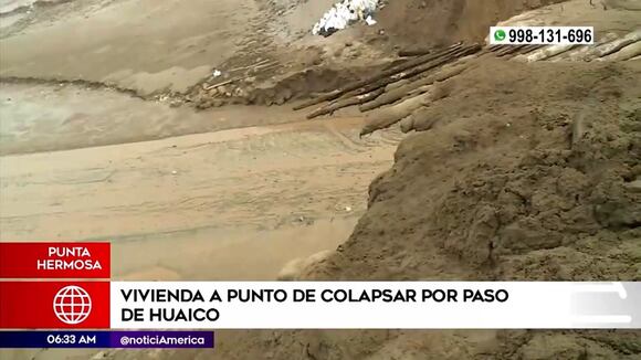 Punta Hermosa: Vivienda se encuentra a punto de caerse debido al huaico