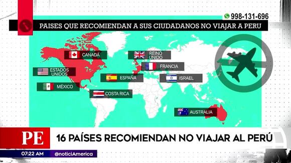 Unos 16 países recomendaron a sus ciudadanos no viajar al Perú por las manifestaciones