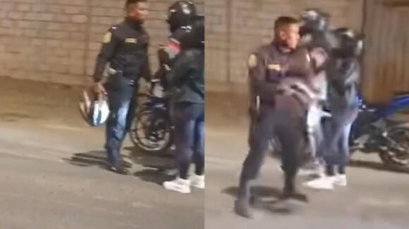 Trujillo: Policía golpea con casco a pareja en moto y provoca terrible accidente.