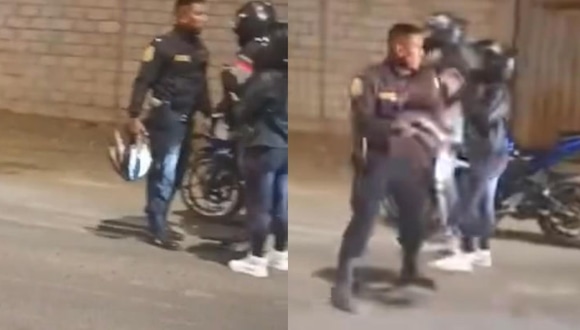 Trujillo: Policía golpea con casco a pareja en moto y provoca terrible accidente.
