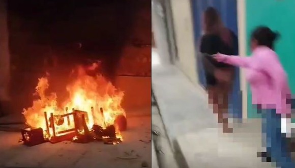 Cajamarca: Ronderos agarran a latigazos a supuestas meretrices. (Cortesía Cajamarca Últimas Noticias)