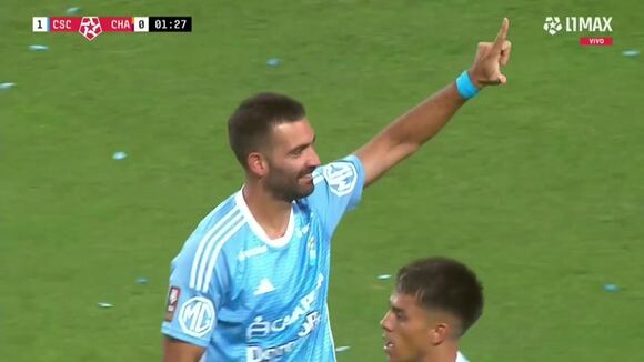 Gol de Cauteruccio para el 1-0 de Sporting Cristal vs. Los Chankas. (Video: L1 MAX)