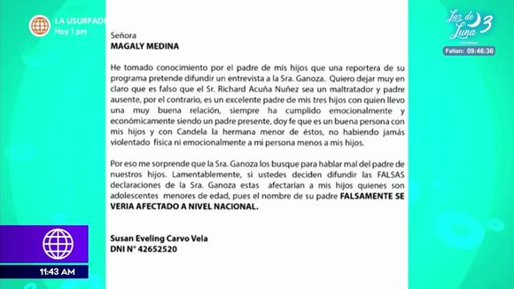 Jazmín Pinedo sobre el caso Richard Acuña