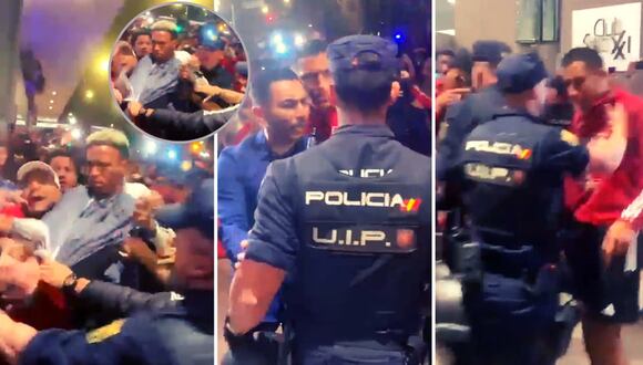 Seleccionados peruanos discuten con policías de España