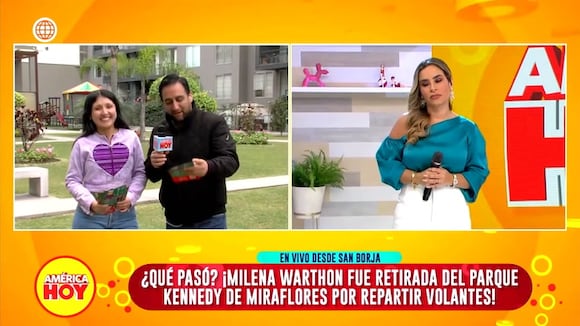 Enlace con Milena Warthon tras incidente en el Parque Kennedy
