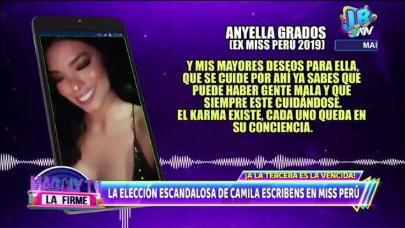 TROME | Anyella Grados se pronuncia tras coronación de Camila Escribens en el Miss Perú