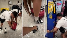 Joven causa furor en aeropuerto al romper las ruedas de su maleta para evitar pago de 70 euros a aerolínea